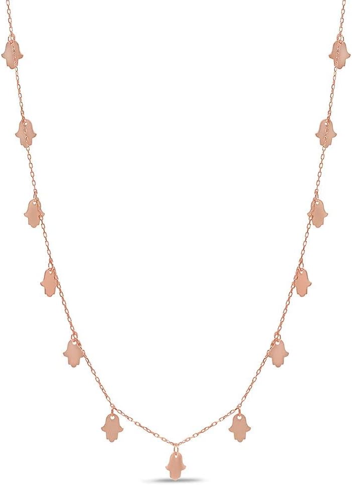 Hamsa Hand Charm Necklace for Women - Unique Rose Gold Design