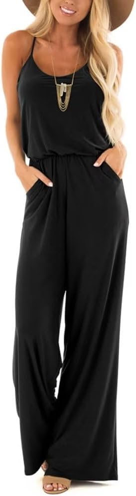 Lacozy Womens Casual Sleeveless Spaghetti Strap Jumpsuit