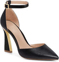 Womens Point Closed Toe Heels with Buckle Ankle Strap - Comfort Fit