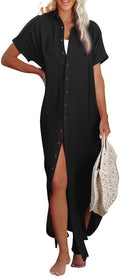 Womens Swim Cover Up Beach Dress - Lightweight Button Down Kimono