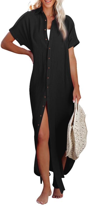 Dokotoo Womens Casual Short Sleeve Beach Cover Ups for Summer