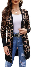 Halife Womens Long Sleeve Cardigan Sweater - Lightweight Snap Button