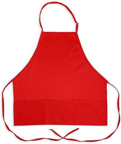 KNG 3 Pocket Adjustable Bib Apron Pack of 60 in Red Color