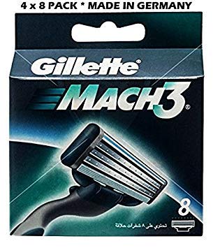 Gillette Mach 3 Razor Blades - 32 Count for Smooth Shaving