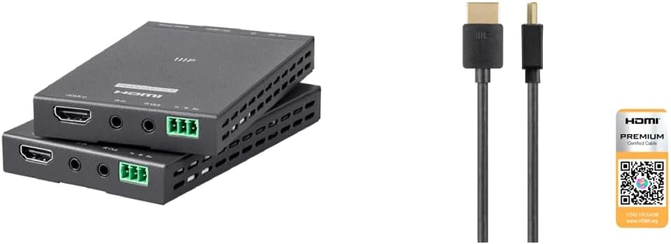 Monoprice 4K Pro HDBaseT Extender Kit and HDMI Cable Bundle