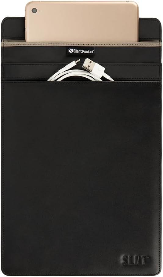SLNT Faraday Bag Tablet Sleeve - Leather Signal Blocking Device