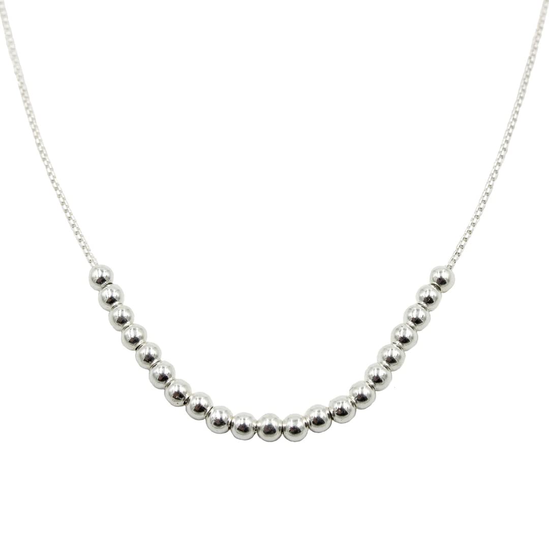 Uche Sterling Silver Beaded Necklace for Women - Dainty Design