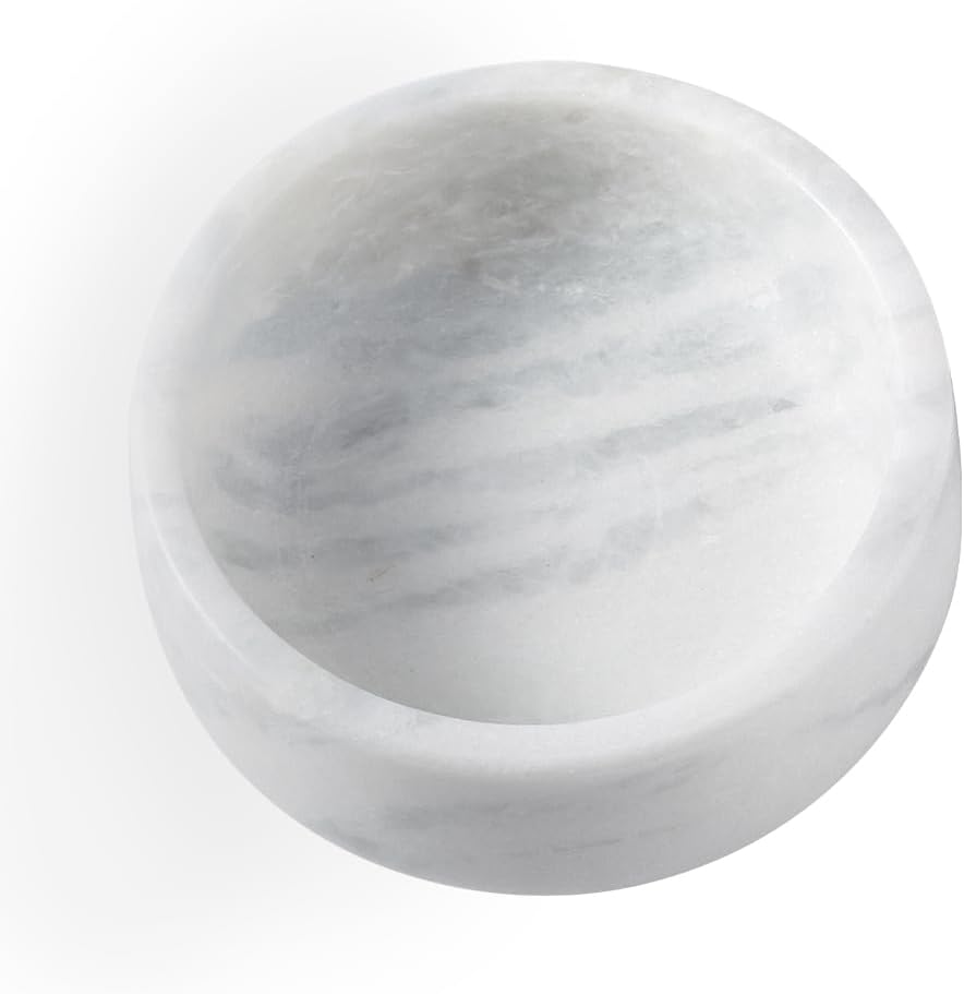White Marble Dog Bowls for Cats and Medium Dogs, Non-Slip