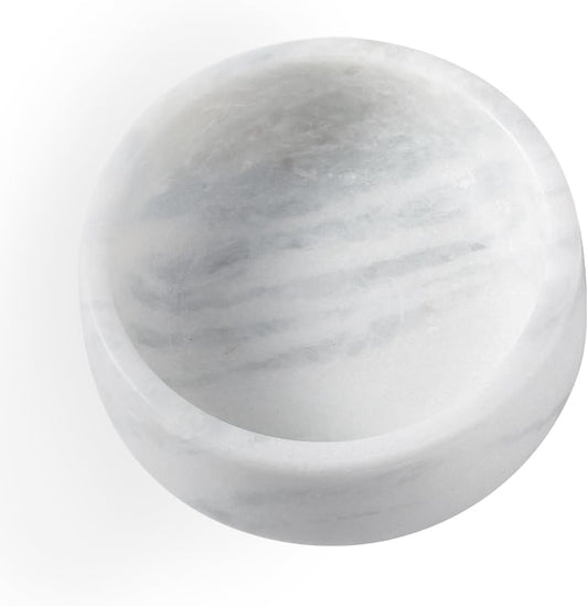 White Marble Dog Bowls for Cats and Medium Dogs, Non-Slip
