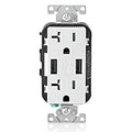 Leviton T5832-W USB In-Wall Charger with 20A Outlet for Devices