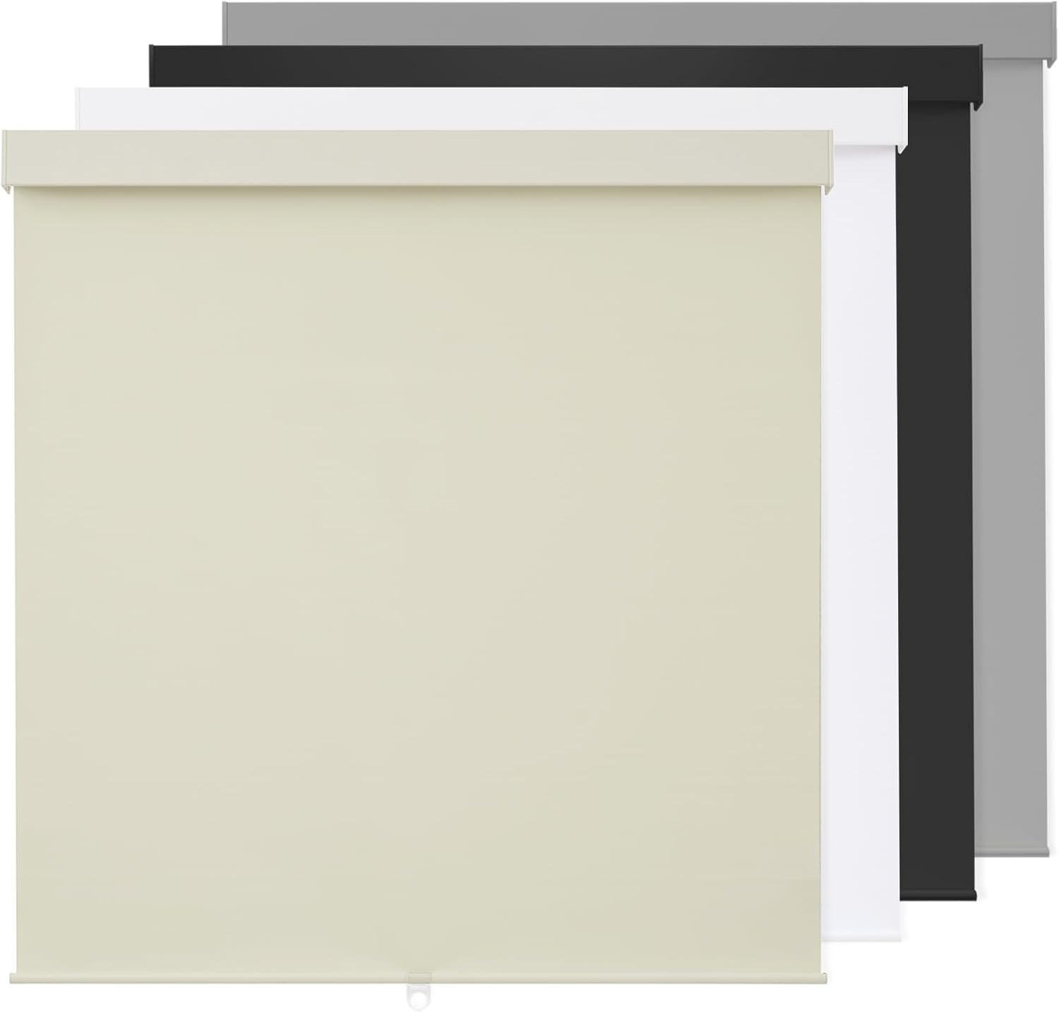 100% Blackout Roller Shades for Indoor Windows - Ivory 34in W x 72in H
