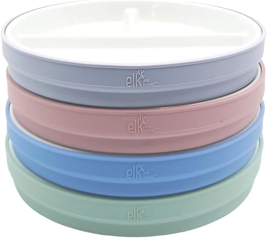 Elk and Friends Kids 6.7 Porcelain Divided Plates for Toddlers