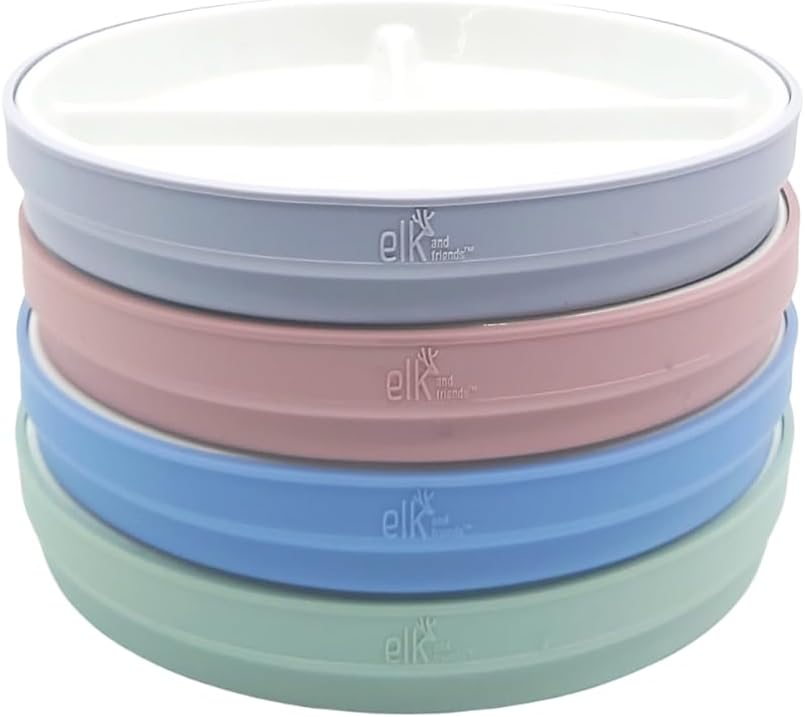 Elk and Friends Kids 7.8 Porcelain Plates with Silicone Sleeves