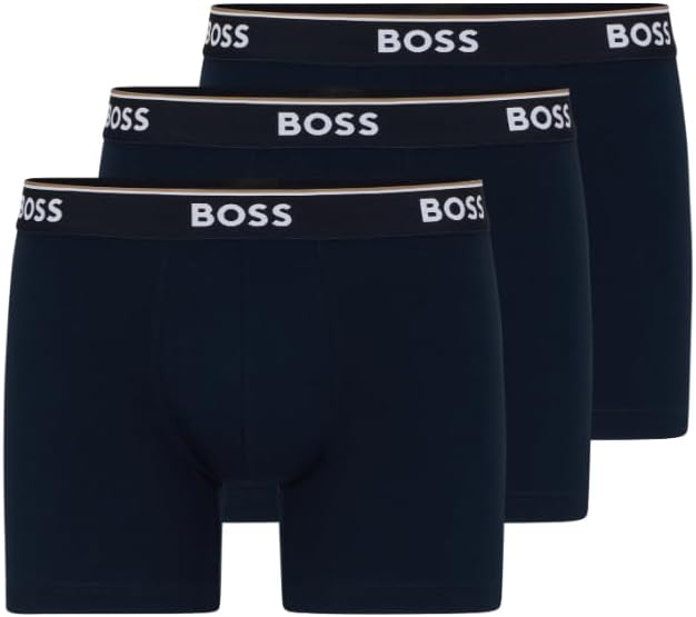 BOSS Men's Stretch Cotton Boxer Briefs 3 Pack for Ultimate Comfort