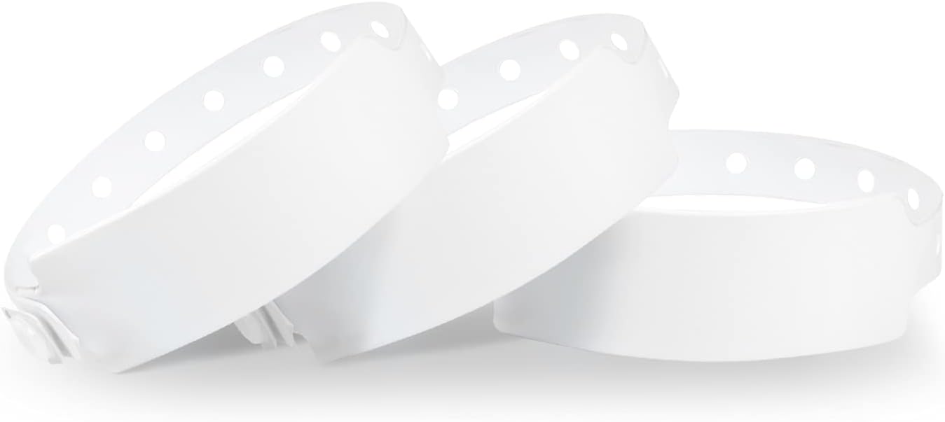 White Wristbands 500 Pack for Events - Durable Vinyl Bracelets