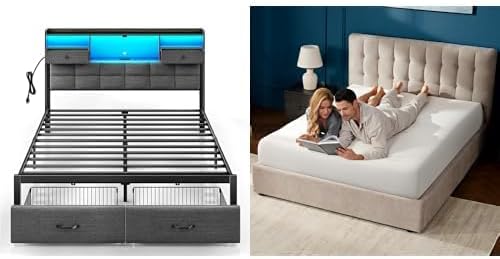 Rolanstar Full Size Bed Frame with Gel Memory Foam Mattress Set