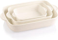 9x13 Ceramic Baking Dish Set of 3 (Beige) - Versatile Oven Casseroles