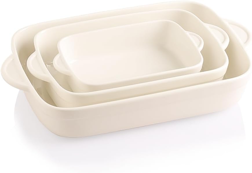 Sweejar Casserole Dishes Set of 3 for Versatile Baking Needs