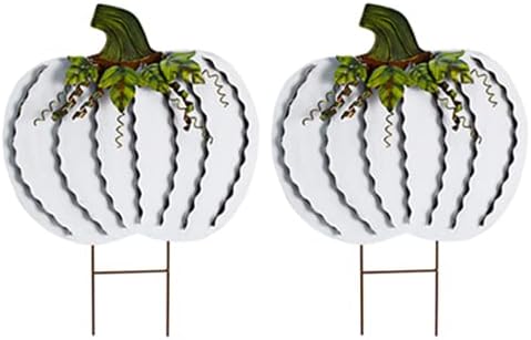 Veclotch Pumpkin Garden Stake Metal Yard Sign for Fall Decor