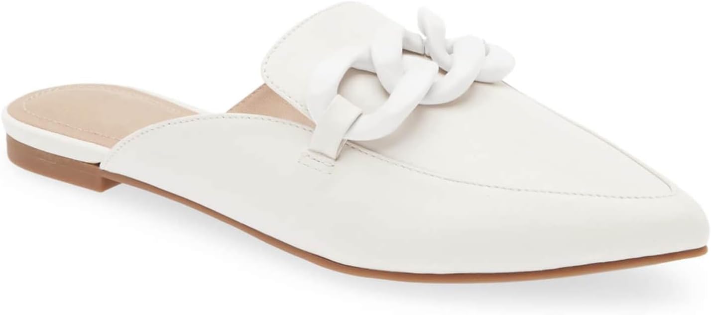 Juliet Holy Womens Mules Flats with Stylish Metal Chain Design