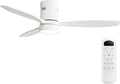 52 in Wood Low Profile Ceiling Fan with Light and Remote - Quiet DC