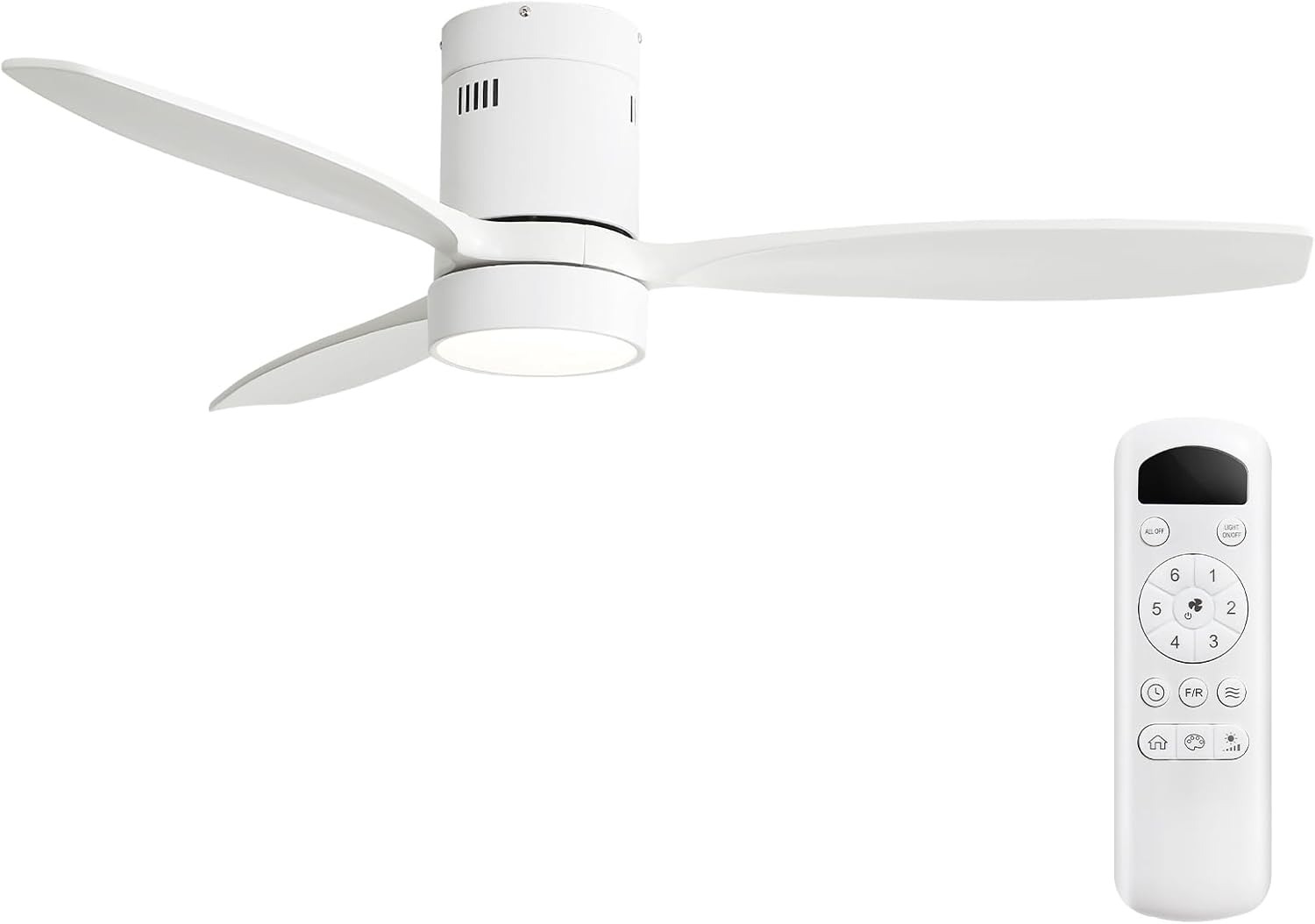Sofucor 52 inch Wood Low Profile Ceiling Fan with Lights and Remote