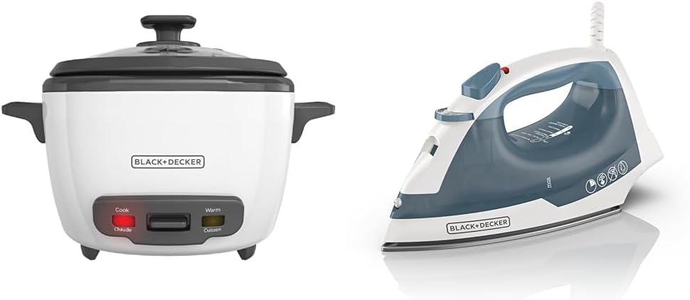 BLACK+DECKER 16-Cup Rice Cooker & Easy Steam Iron 1ft