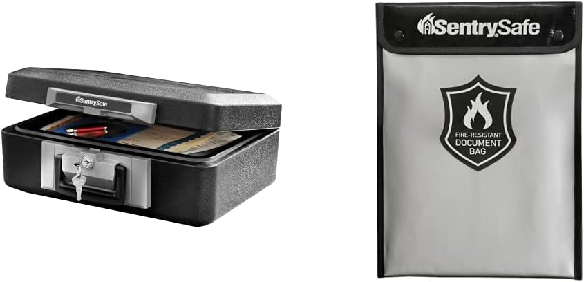 SentrySafe Fireproof Lock Box and Water Resistant Bag Combo