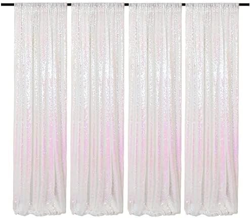 Iridescent White Sequin Backdrop Curtains for Stunning Events