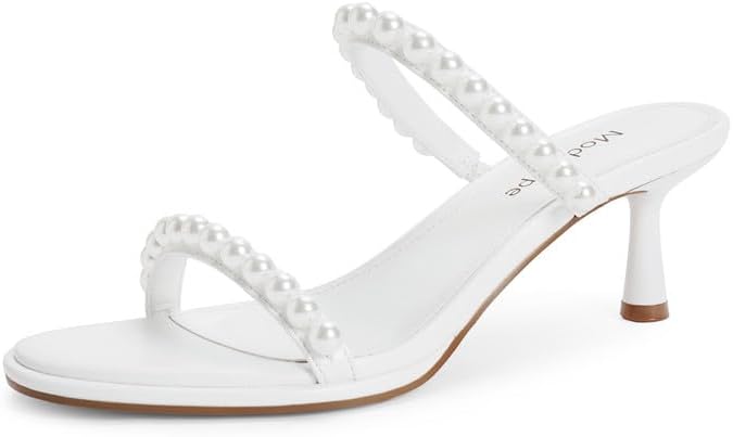 Modatope Two Strap Heeled Sandals for Women with Kitten Heel