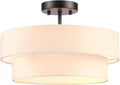 GLOBE 2-Light Semi-Flush Mount Ceiling Light - Modern Linen Shade