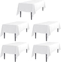 LTC LINENS 5 Pack White Rectangular Tablecloths 70 x 120 in - Elegant