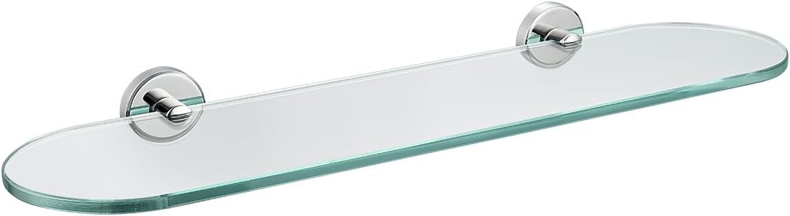 JQK Bathroom Glass Shelf Chrome for Modern Shower Storage