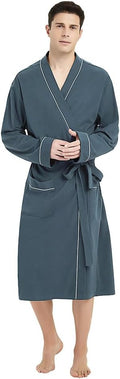 Mens 100% Cotton Lightweight Knit Bathrobe for Men - Breathable