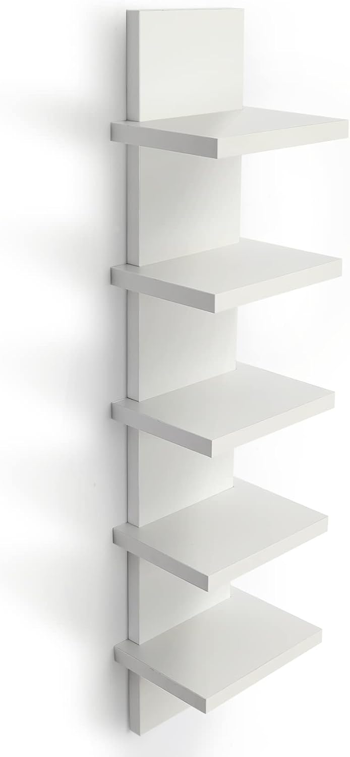 5 Tier Wall Shelves White for Stylish Home Decor and Storage