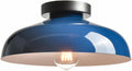 Industrial Semi Flush Mount Ceiling Light 12-In Blue - Compact Porch
