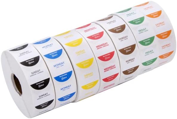 Removable 1 Inch Day of The Week Labels - Perfect for Organizing