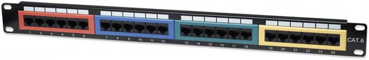 24-Port Color Coded Patch Panel for Easy Cable Management
