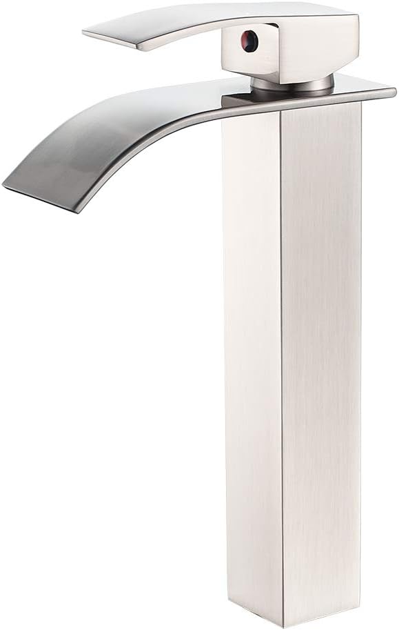 VOTON Vessel Sink Faucet Brushed Nickel Modern Tall Waterfall