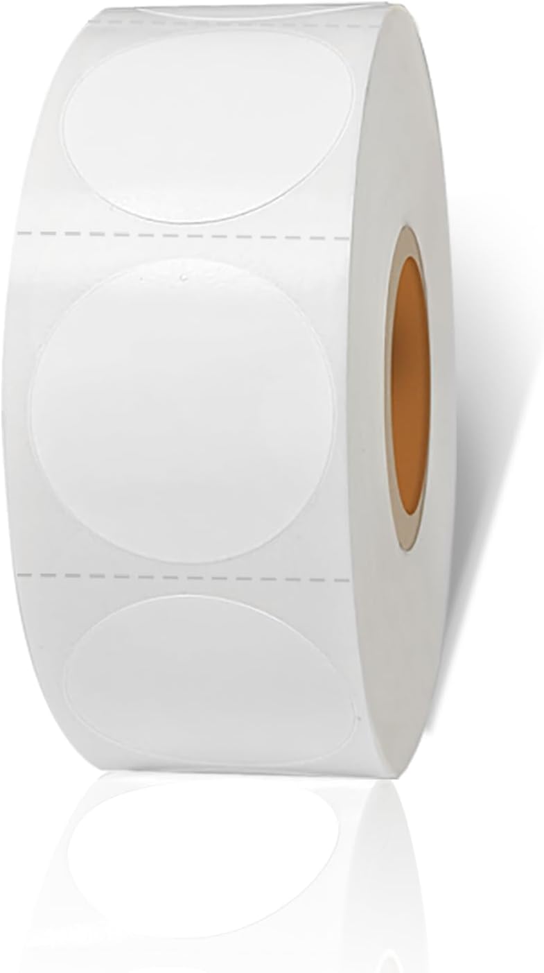 1000 Self-Adhesive White Round Labels - Easy Organization!