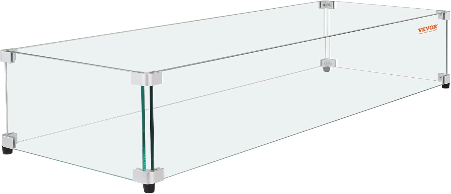 Glass Wind Guard for Rectangular Fire Pit Table - Durable & Safe