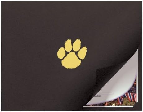 Black Linen Folder with Gold Paw - Perfect for Document Storage