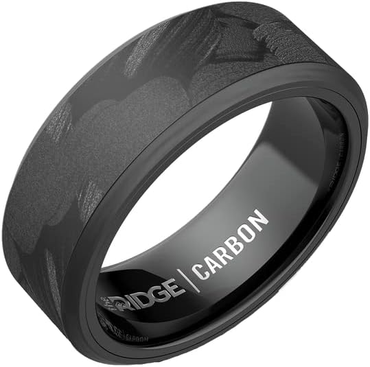 Ridge Tungsten Rings For Men - Durable Beveled Wedding Band