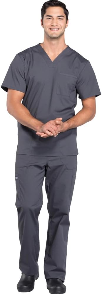 Cherokee Scrub Set for Men - 4 Pocket V-Neck Top & Cargo Pants