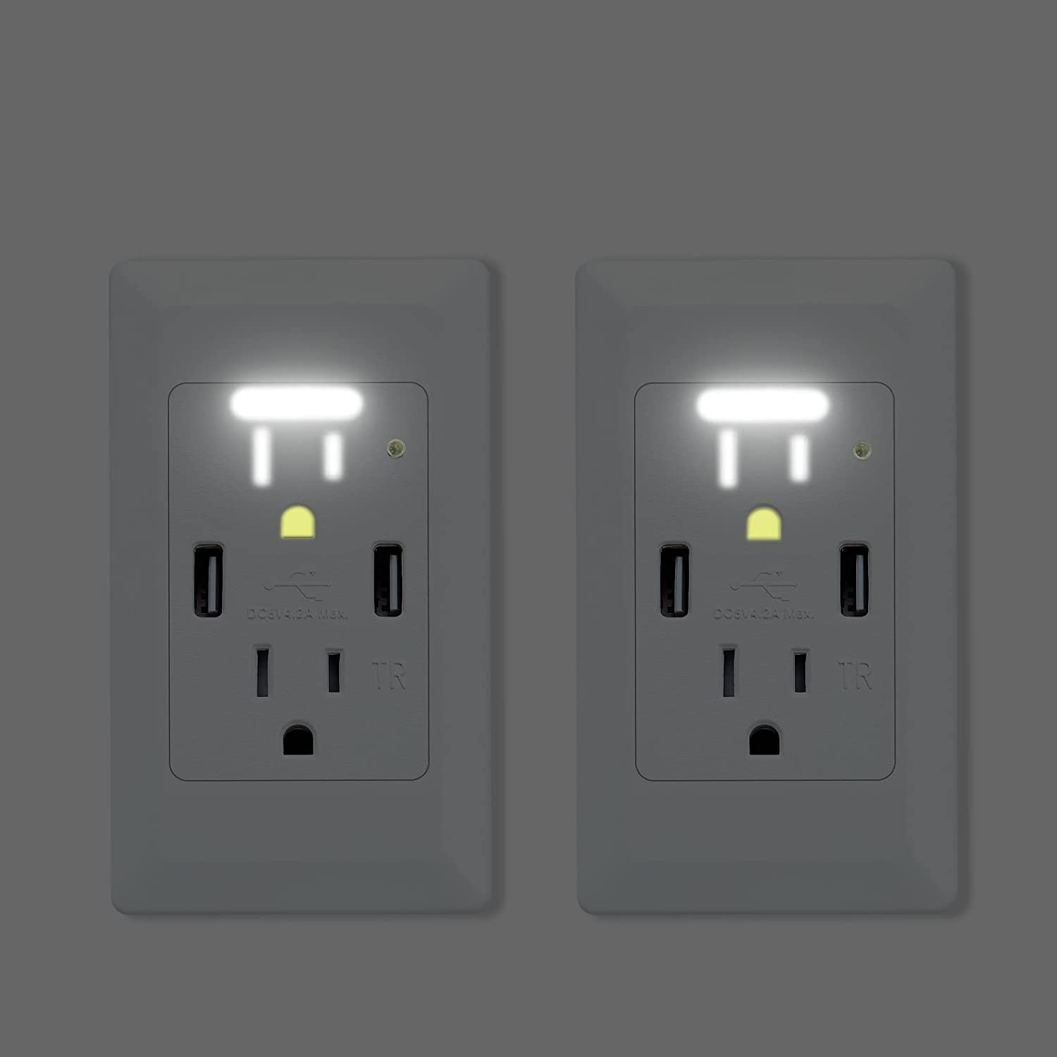 USB Outlet with Nightlight for Smart Charging and Safety