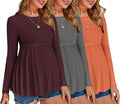 Ekouaer Maternity Shirts 3 Pack Pleated Long Sleeve Tops (Style H1B5)
