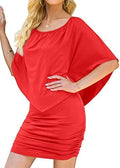 Yincro Women Off The Shoulder Ruffle Bodycon Club Party Mini Dress