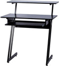 Recording Studio Desk with Raised Platform and Keyboard Tray - Compact
