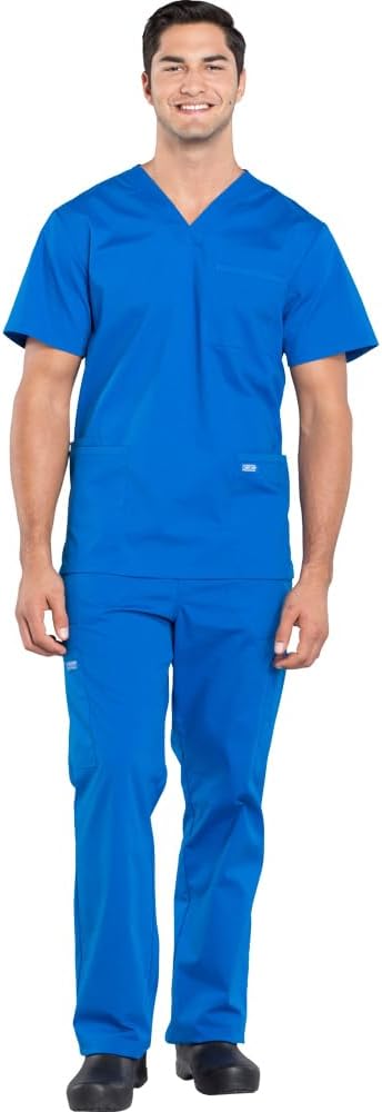 Cherokee Scrub Set for Men - 4 Pocket V-Neck Top & Cargo Pants