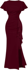 Memoriesea Women's High Split Ruched Mermaid Maxi Dress - Elegant